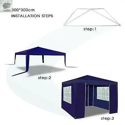 3x3m Gazebo with Side Panels Waterproof Party Event Tent Marquee Steel Frame Gearcourt