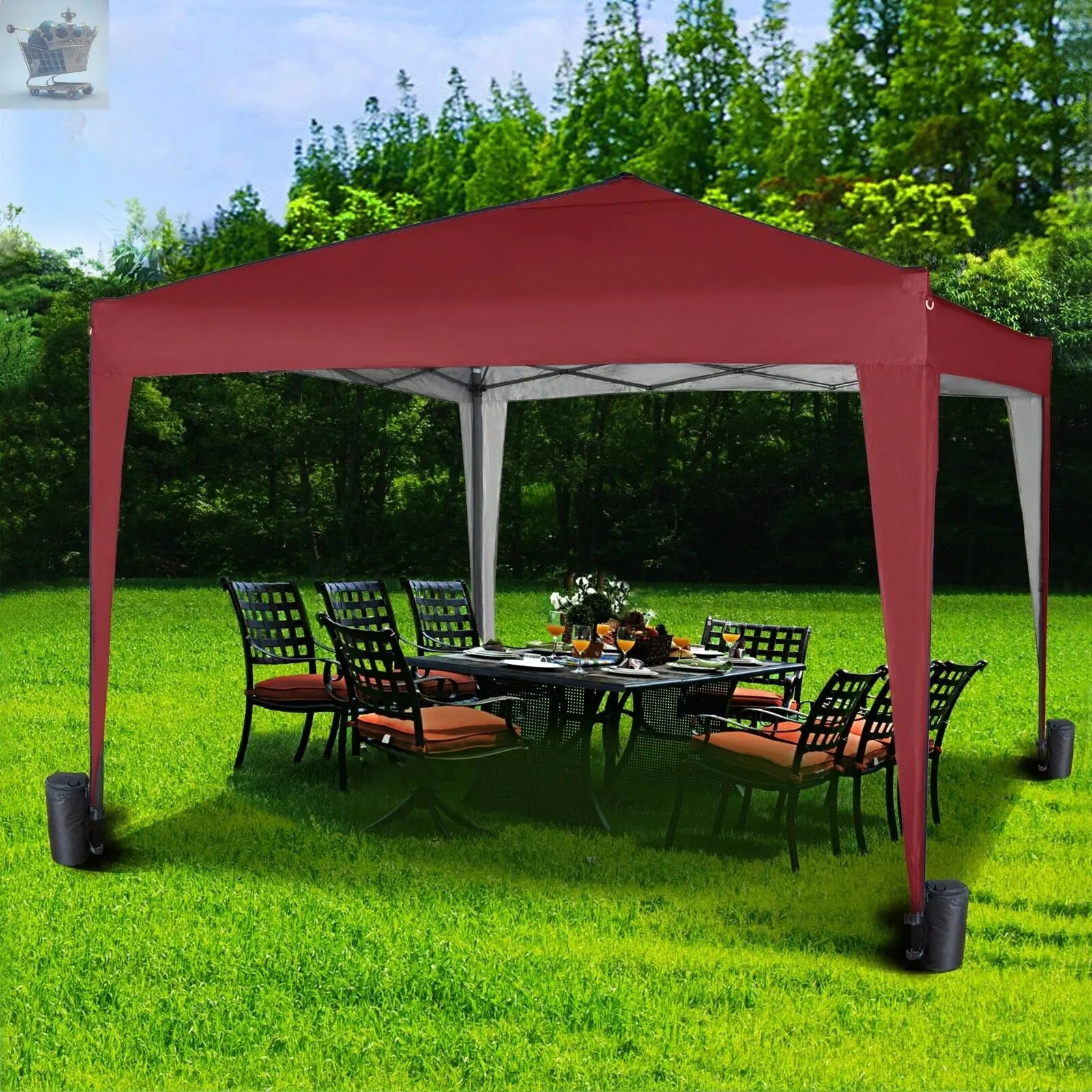 3x3m Pop-up Gazebo Waterproof Outdoor Garden Marquee Canopy With Sand Bags Royalcart