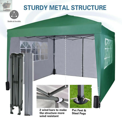 3x3m Pop up Heavy Duty Gazebo With Sides And Weight bags Gearcourt