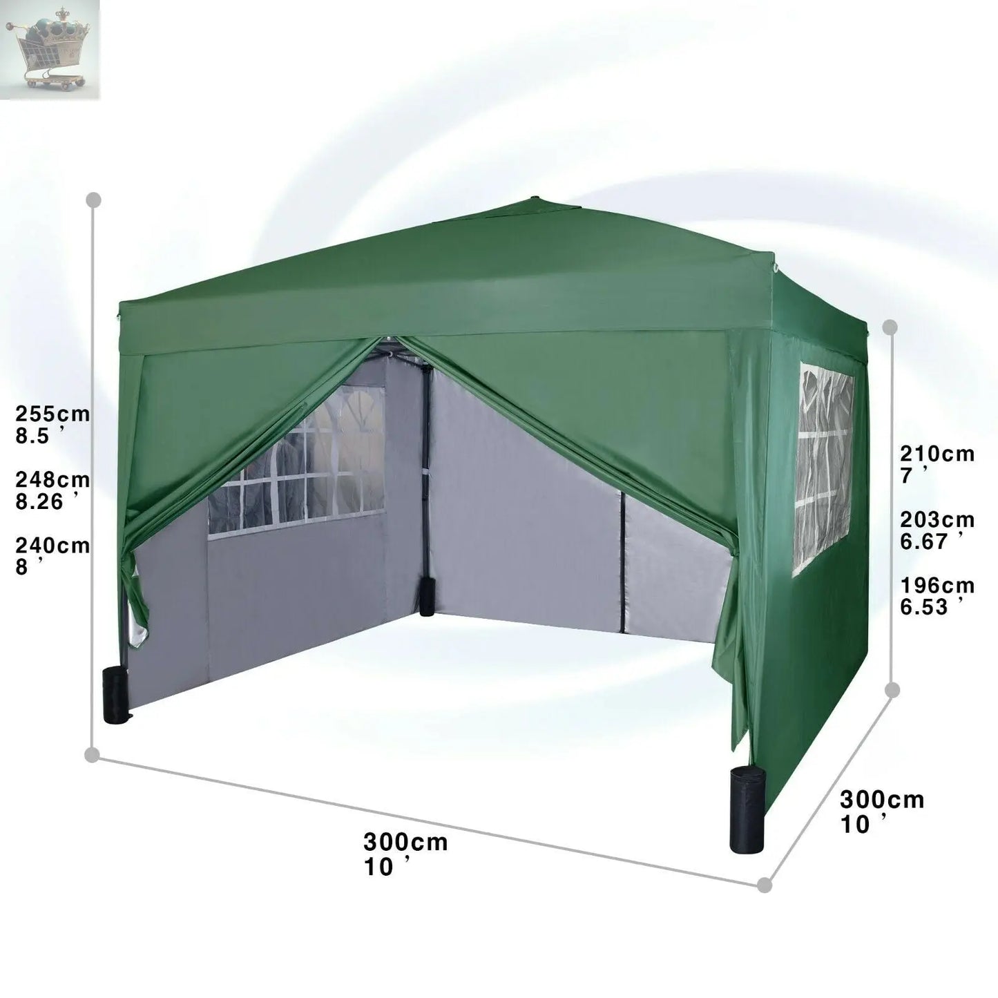 3x3m Pop up Heavy Duty Gazebo With Sides And Weight bags Gearcourt