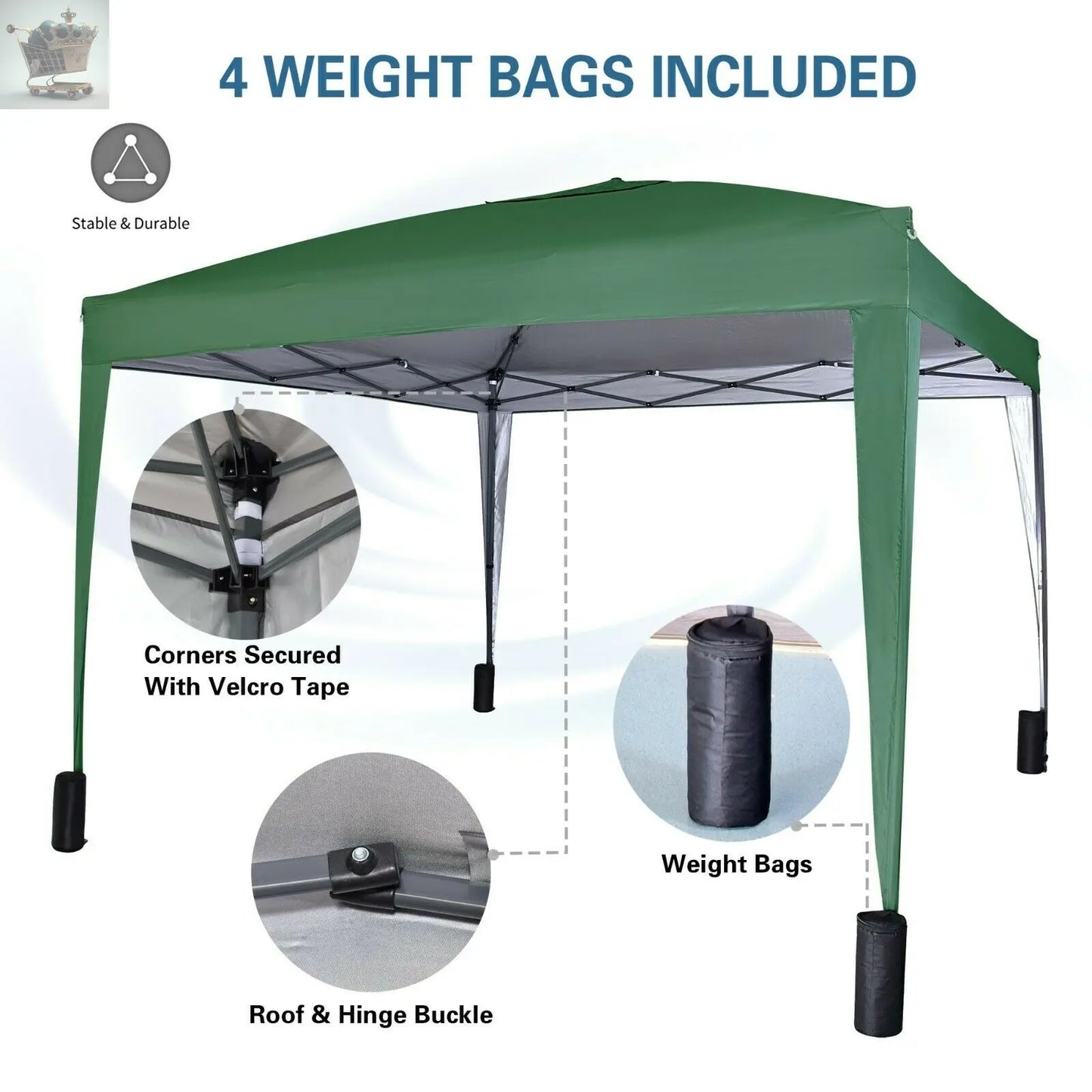 3x3m Pop up Heavy Duty Gazebo With Sides And Weight bags Gearcourt