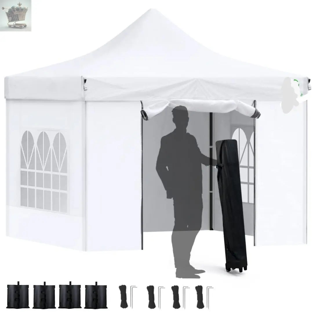 3x3m Popup Heavy Duty Gazebo Marquee with 4 Sides Waterproof Party Tent with Roller Bag and Leg Weights Royalcart