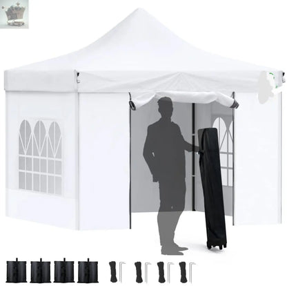 3x3m Popup Heavy Duty Gazebo Marquee with 4 Sides Waterproof Party Tent with Roller Bag and Leg Weights Royalcart