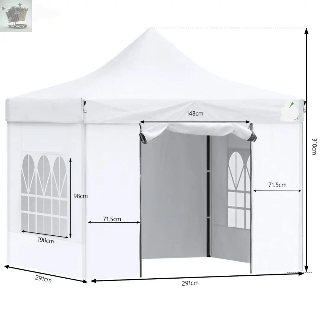 3x3m Popup Heavy Duty Gazebo Marquee with 4 Sides Waterproof Party Tent with Roller Bag and Leg Weights Royalcart