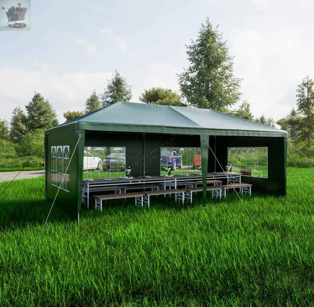 3x6m Garden PE Gazebo Party Wedding Camping Tent With 6 Walls Canopy Gearcourt