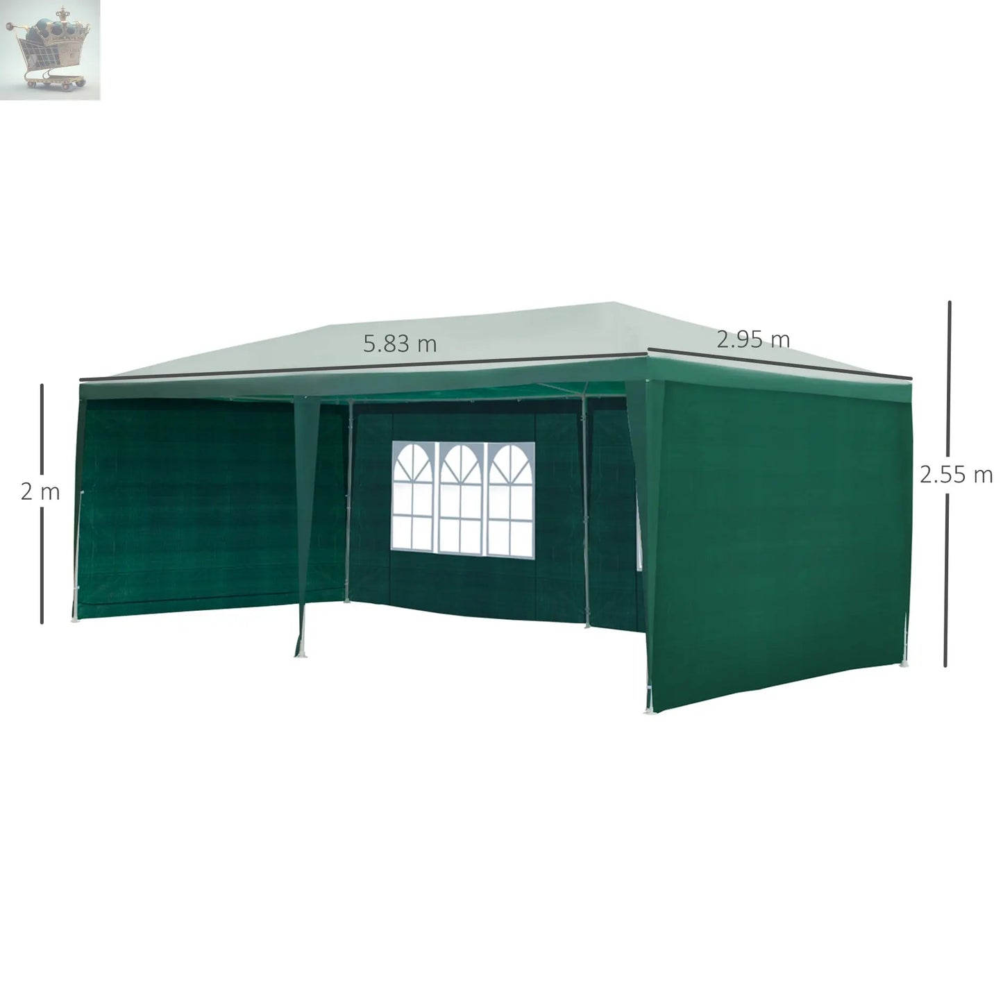 3x6m Garden PE Gazebo Party Wedding Camping Tent With 6 Walls Canopy Gearcourt