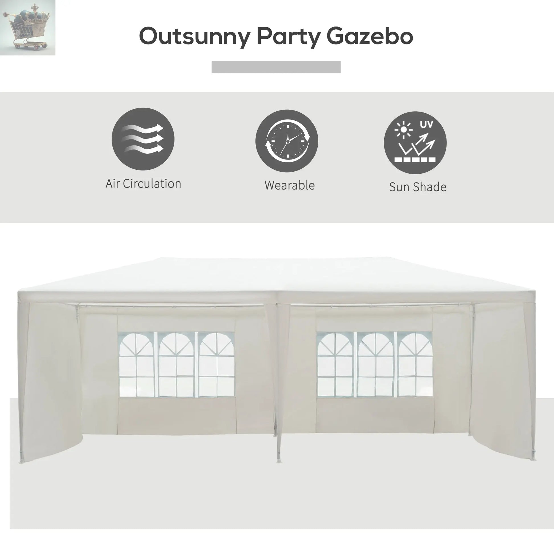 3x6m Gazebo Canopy With sides Gearcourt
