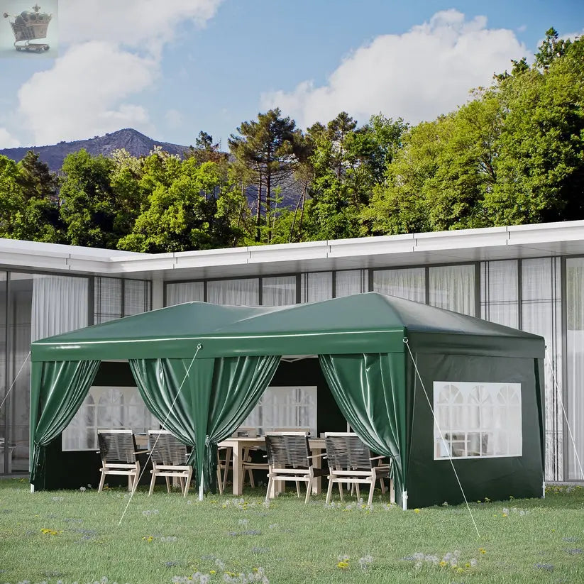 3x6m Popup Garden Heavy Duty Gazebo Marquee Party Tent Canopy with 6 Side Walls Royalcart