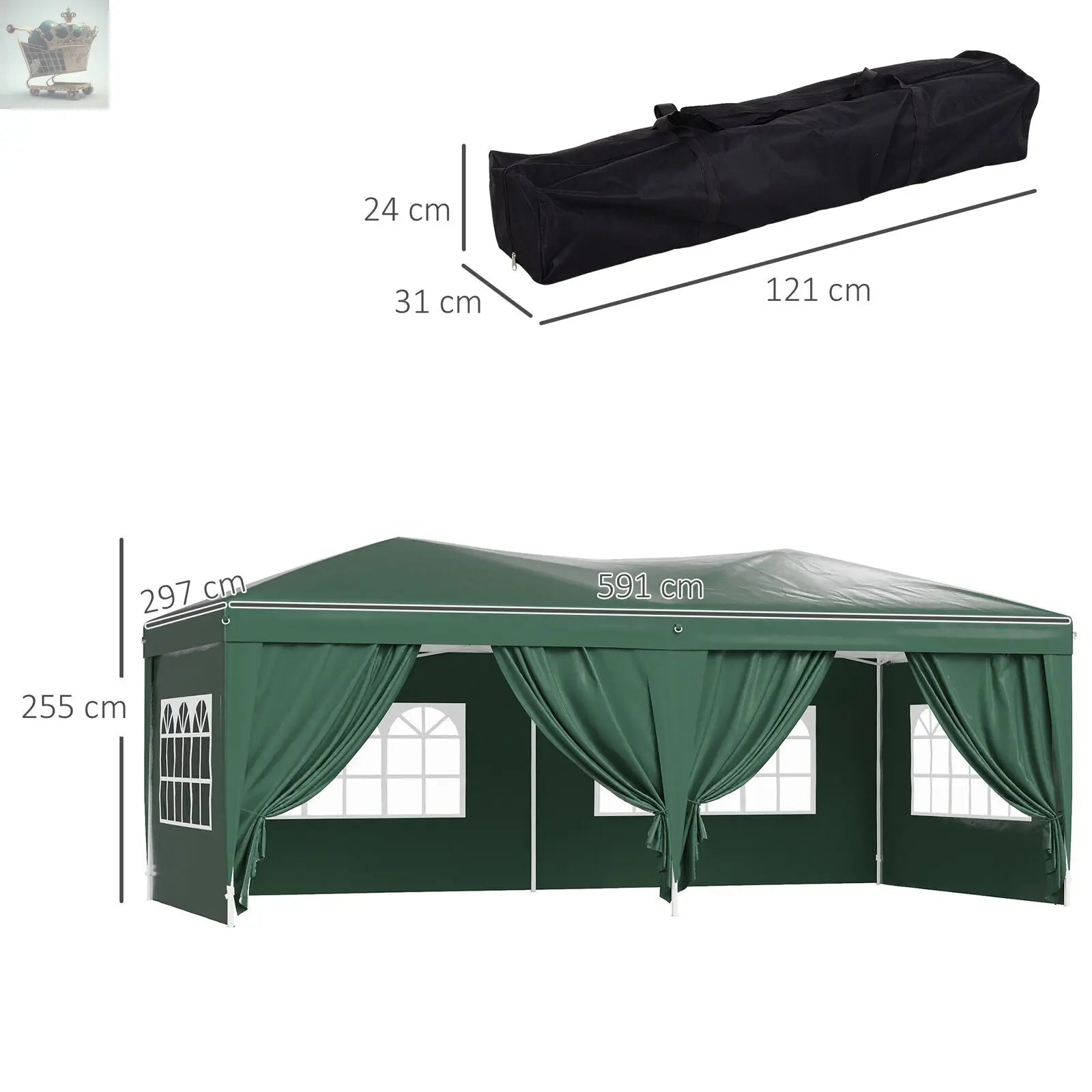 3x6m Popup Garden Heavy Duty Gazebo Marquee Party Tent Canopy with Side Walls 48 business hrs Day Delivery Royalcart