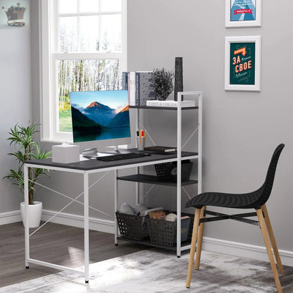 Computer Desk Laptop Table w/4-tier Bookshelf Royalcart