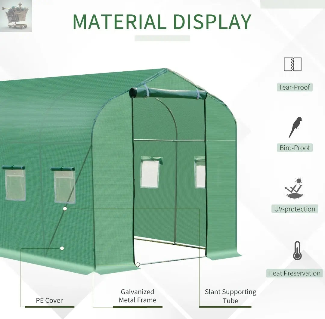 4 x 2 M Walk in Polytunnel Greenhouse Royalcart