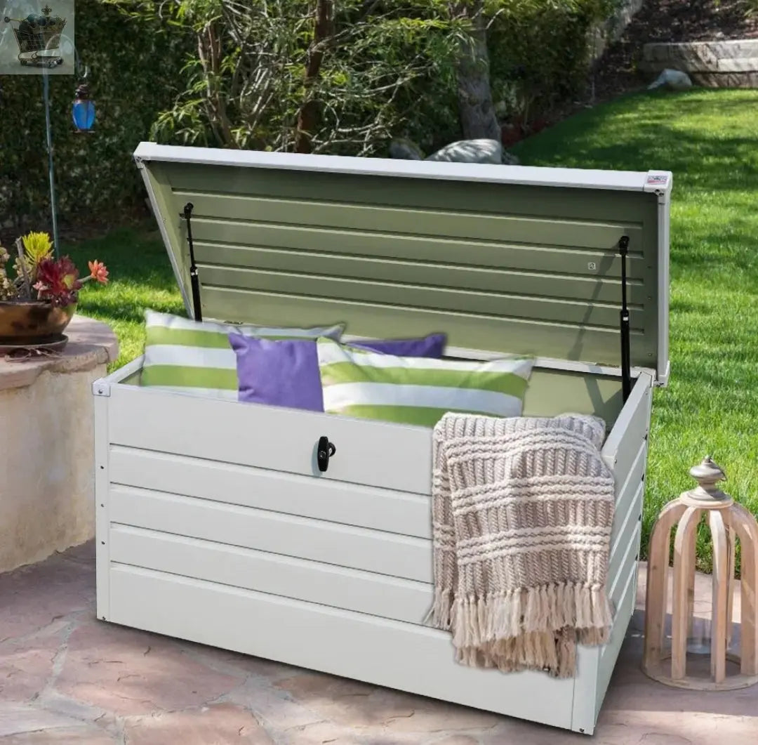 400L Heavy Duty Storage Box Outdoor Garden Metal Chest Cushion Shed Container UK Royalcart