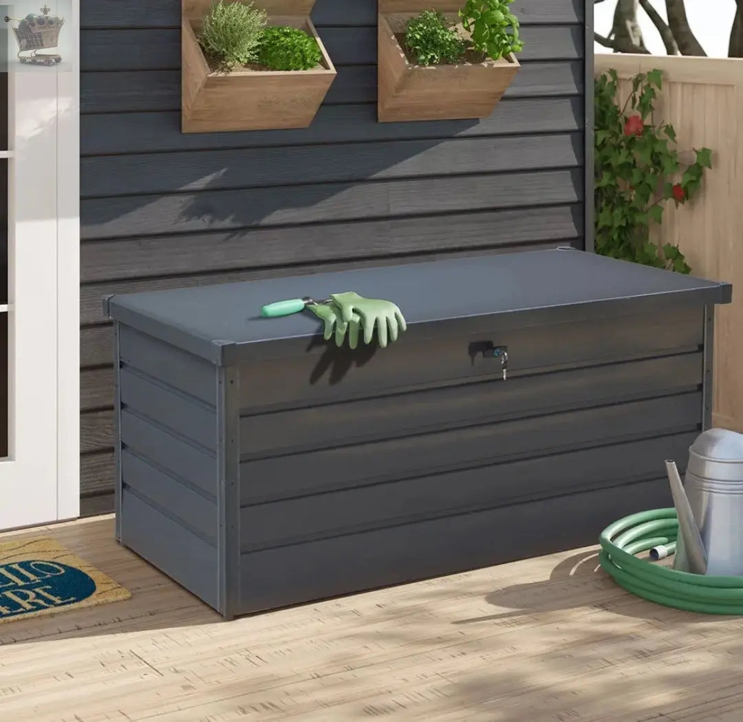 400L Heavy Duty Storage Box Outdoor Garden Metal Chest Cushion Shed Container UK Royalcart