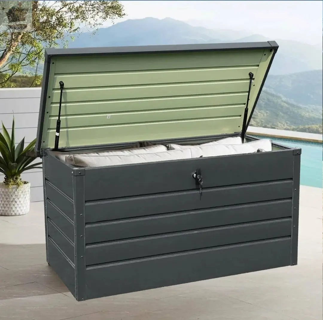 400L Heavy Duty Storage Box Outdoor Garden Metal Chest Cushion Shed Container UK Royalcart