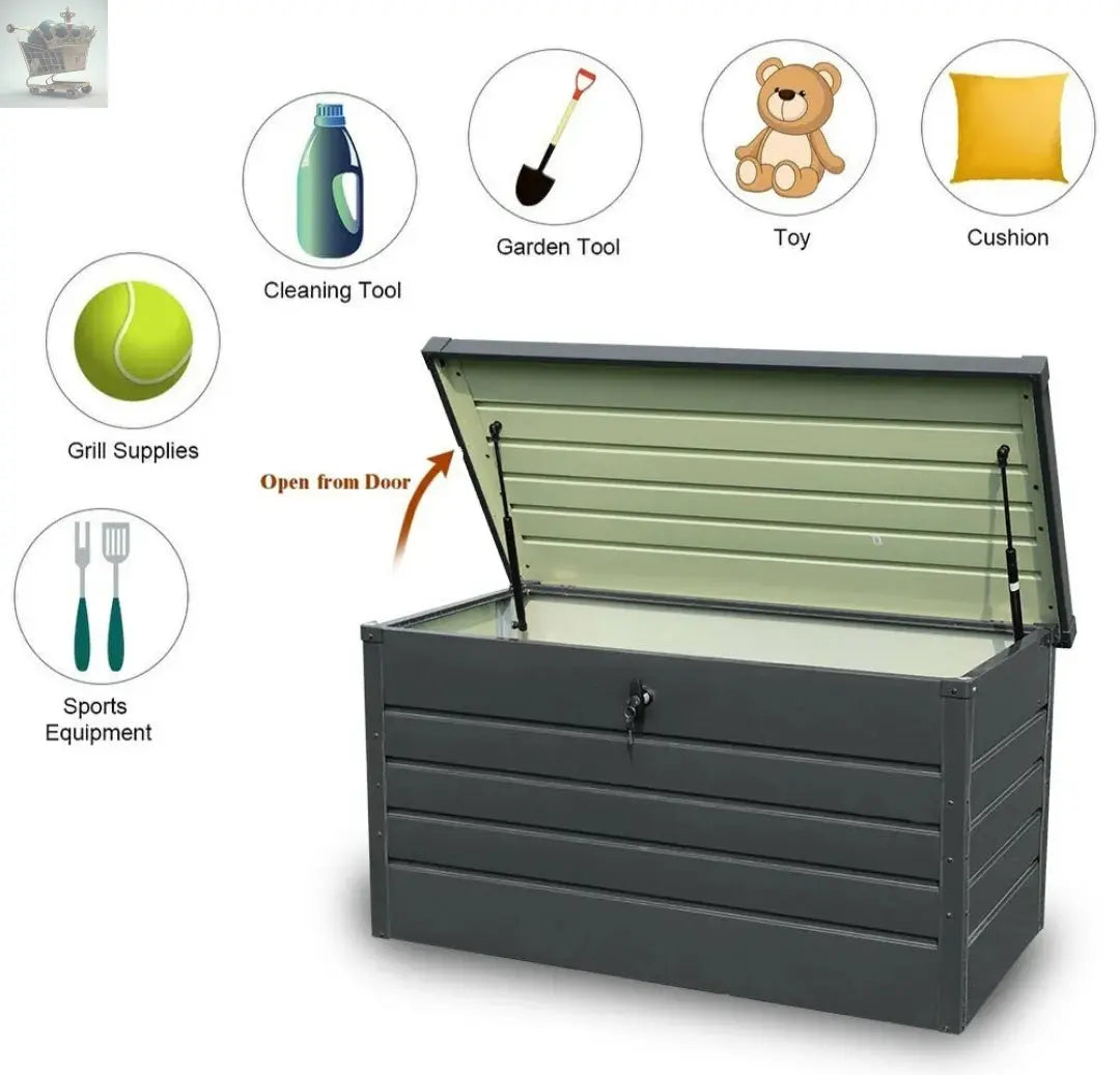 400L Heavy Duty Storage Box Outdoor Garden Metal Chest Cushion Shed Container UK Royalcart