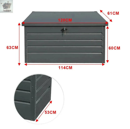 400L Heavy Duty Storage Box Outdoor Garden Metal Chest Cushion Shed Container UK Royalcart