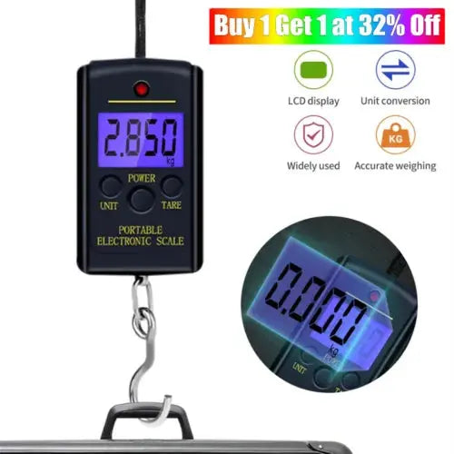 40kg Portable Digital Fishing Scales & Batteries Weighing Hanging Travel Luggage Royalcart