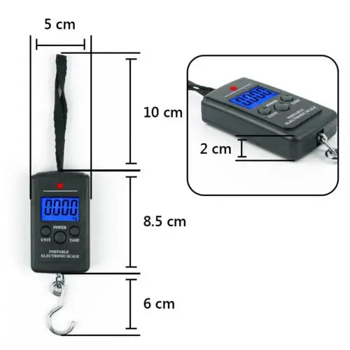 40kg Portable Digital Fishing Scales & Batteries Weighing Hanging Travel Luggage Royalcart