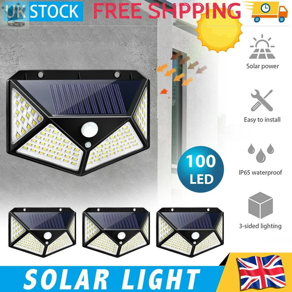 4Pcs Solar Powered PIR Motion Sensor Garden Wall Light Security Flood Outdoor Royalcart