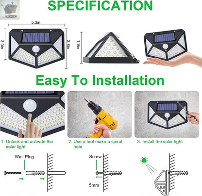 4Pcs Solar Powered PIR Motion Sensor Garden Wall Light Security Flood Outdoor Royalcart