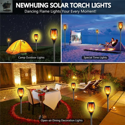 4X Flame Effect Solar Outdoor Lights Stake Garden Path Flickering LED Torch Lamp Royalcart