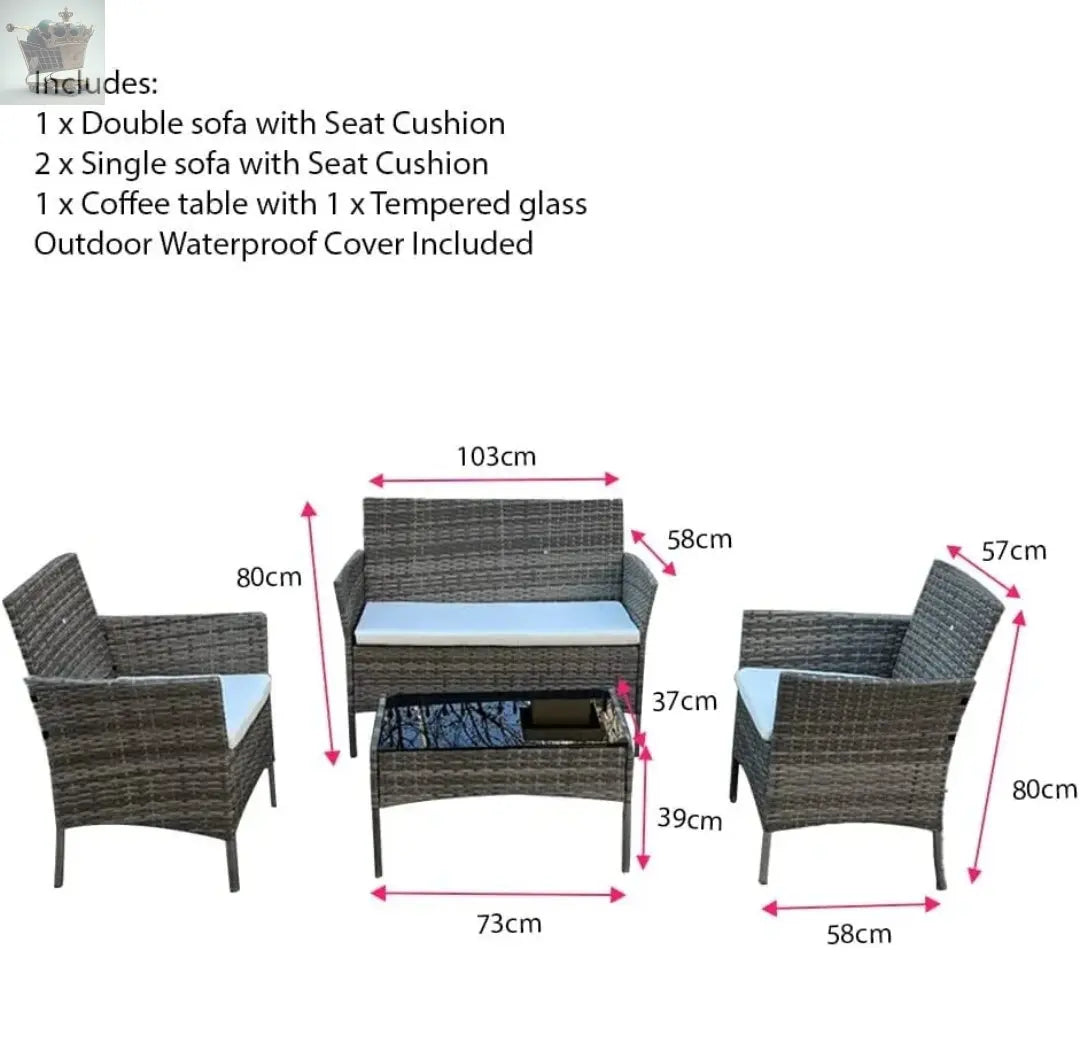 4pcs Rattan Outdoor Garden Furniture Sofa Set Royalcart