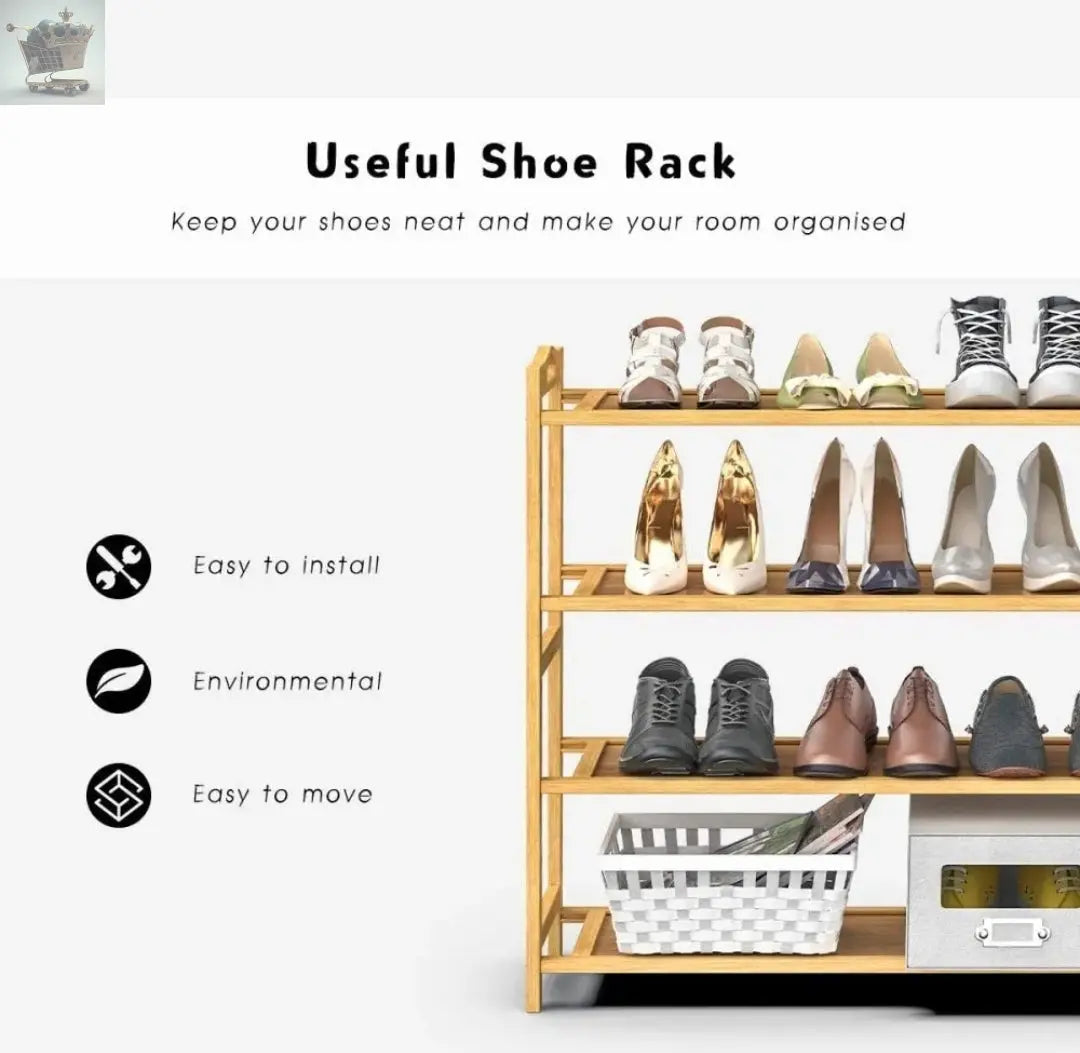 5 TIERS BAMBOO SHOE RACK Royalcart