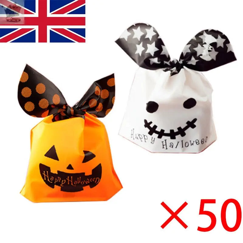 50x Halloween Ear Party Candy Bags Biscuit Sweet Trick n Treat Cookie Gift Bag T Royalcart