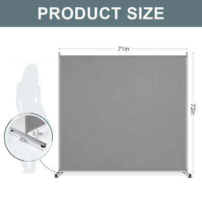Single Large Panel Room Divider Privacy Screen for Office Freestanding Divider 71''W x 71''H