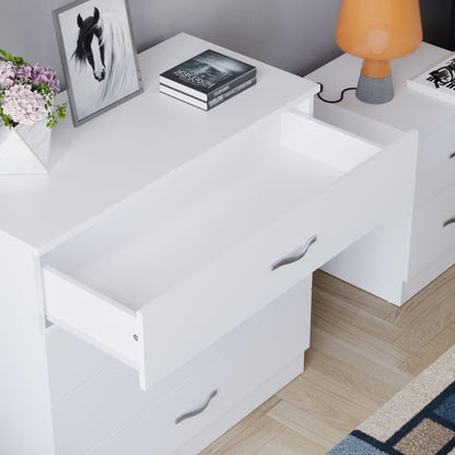 4 Chest Of Drawers Drawer Metal Handles Runners Bedroom Furniture White/Black
