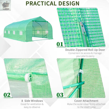 6 x 3M Large Walk in Polytunnel Greenhouse Royalcart