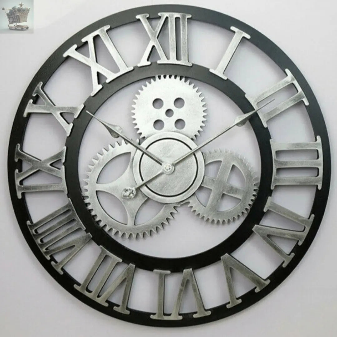 40/60cm Extra Large Wall Clock Roman Numerals Skeleton Big Giant Open Face Clock Royalcart