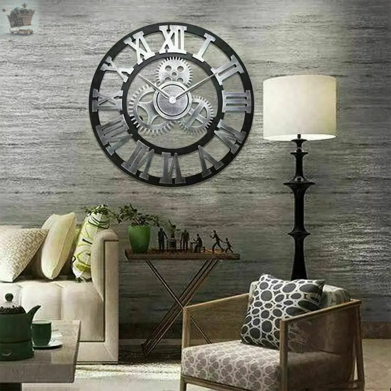 40/60cm Extra Large Wall Clock Roman Numerals Skeleton Big Giant Open Face Clock Royalcart