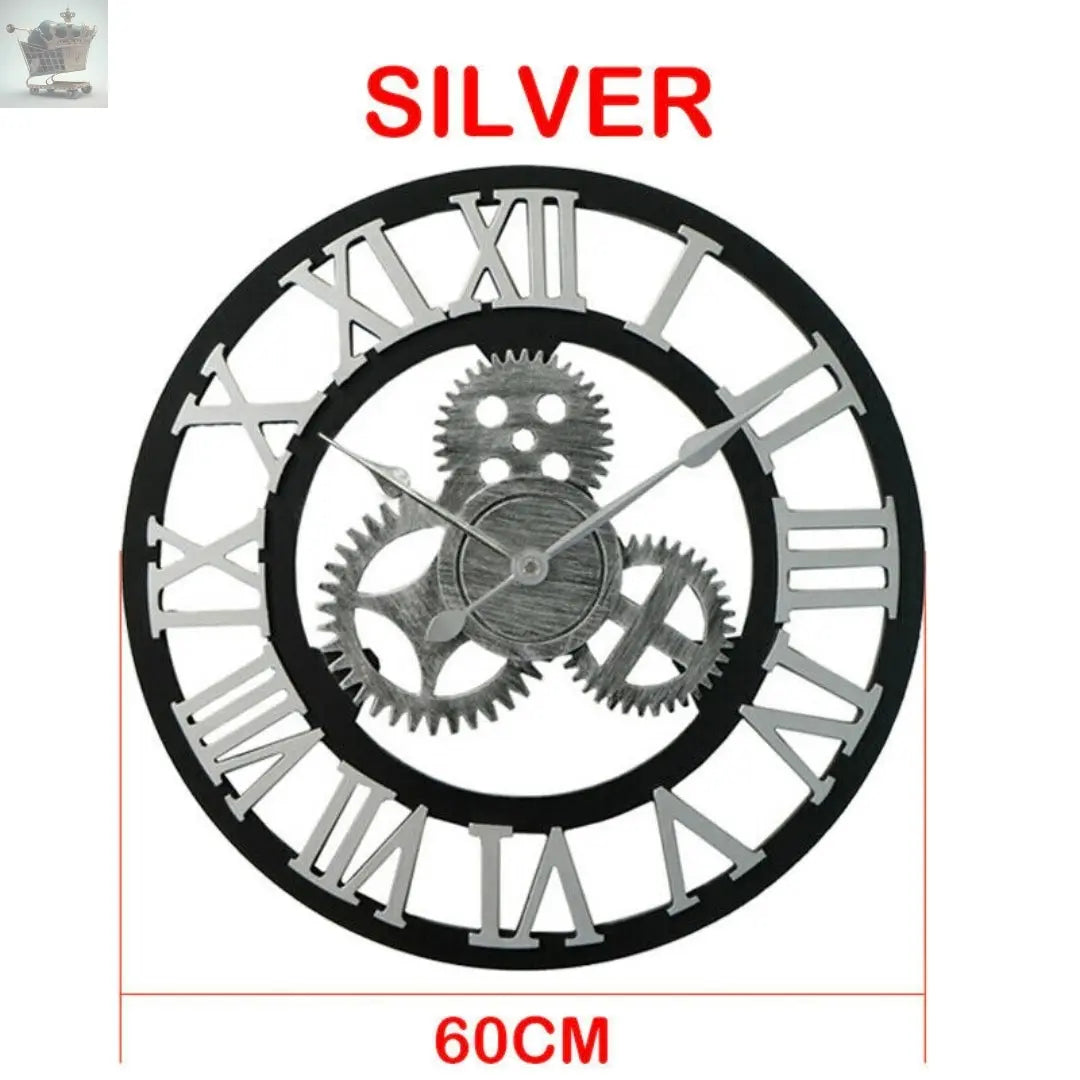 40/60cm Extra Large Wall Clock Roman Numerals Skeleton Big Giant Open Face Clock Royalcart