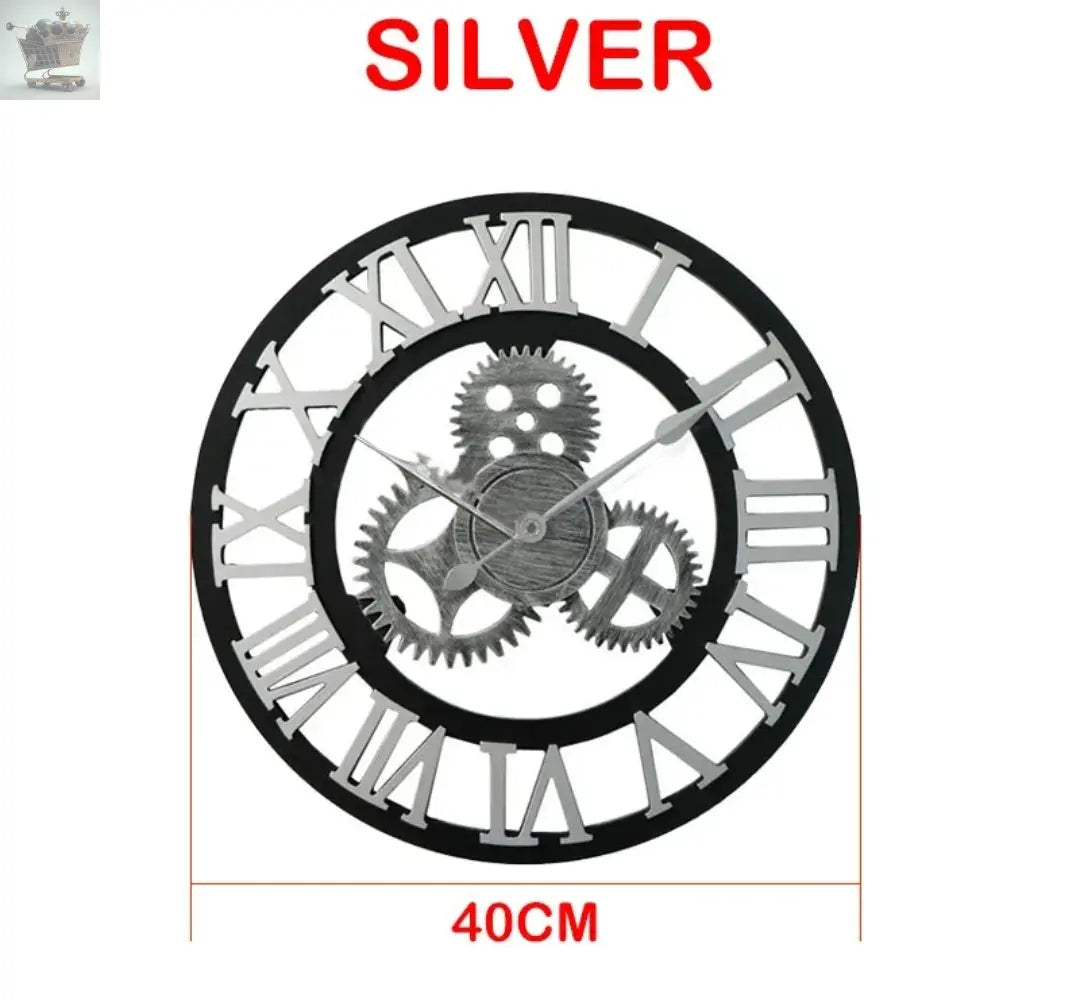 40/60cm Extra Large Wall Clock Roman Numerals Skeleton Big Giant Open Face Clock Royalcart