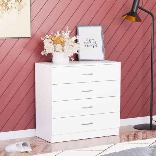 4 Chest Of Drawers Drawer Metal Handles Runners Bedroom Furniture White/Black