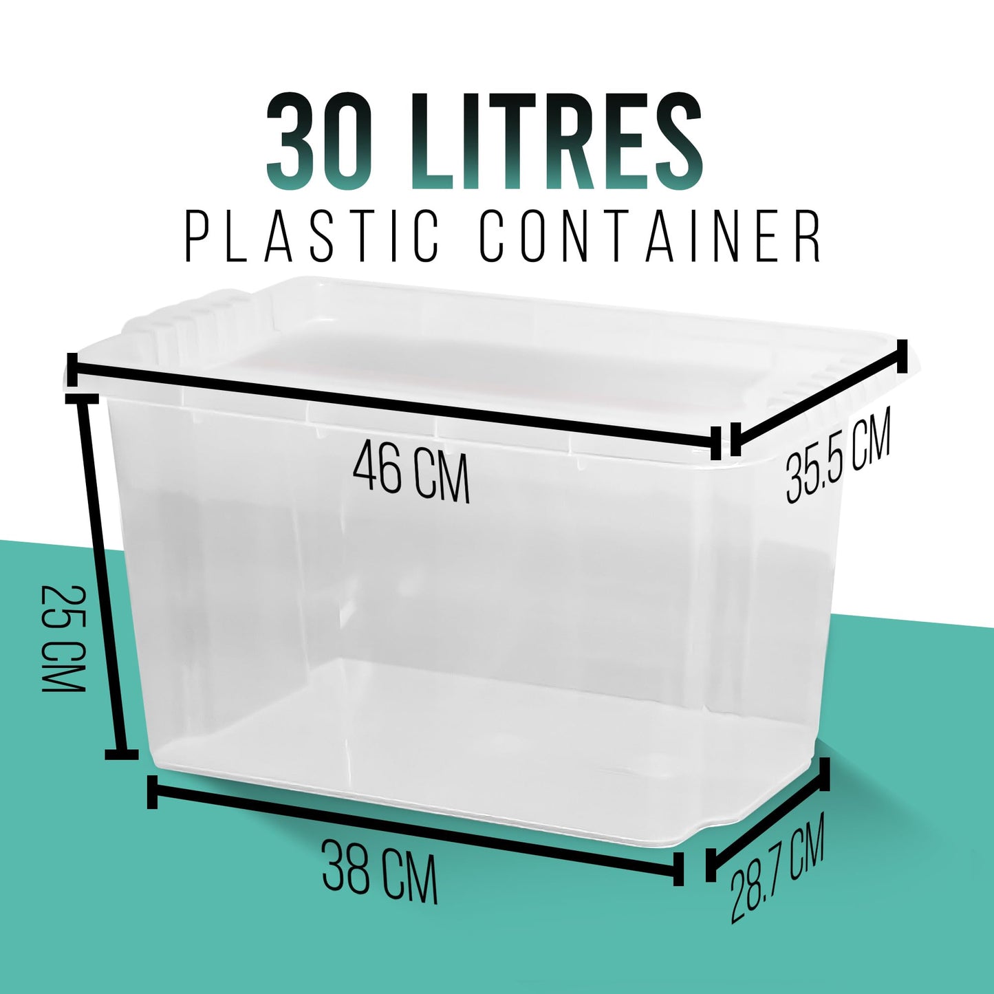 30L Plastic Storage Box With Lid Set of 4