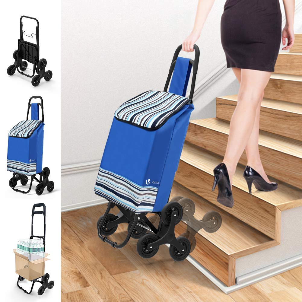 6 Wheels Folding Shopping Trolley Stair Climbing Shopping Cart Grocery Trolley