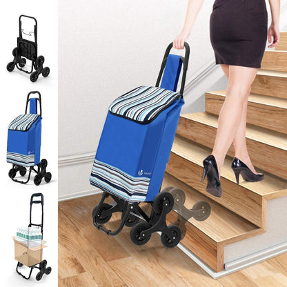6 Wheels Folding Shopping Trolley Stair Climbing Shopping Cart Grocery Trolley
