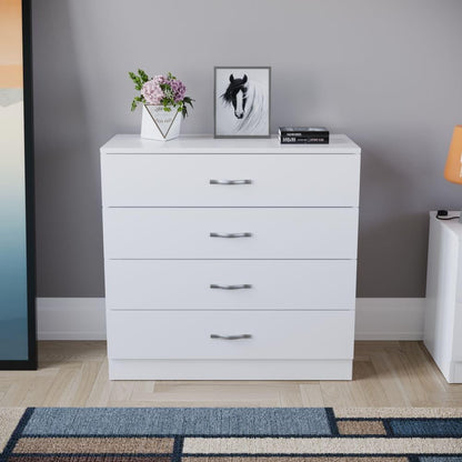 4 Chest Of Drawers Drawer Metal Handles Runners Bedroom Furniture White/Black