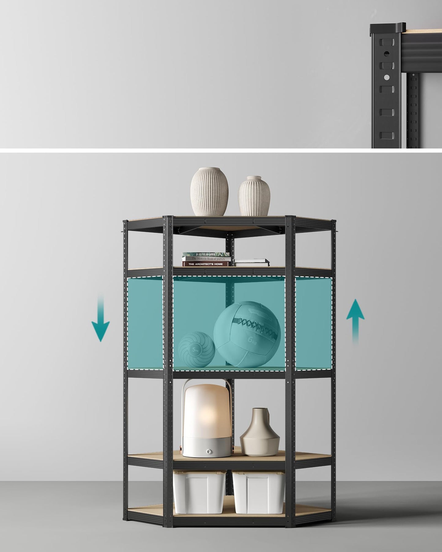 Corner Shelf 5-Tier Heavy Duty Garage Shelving Metal Shelving Units Royalcart