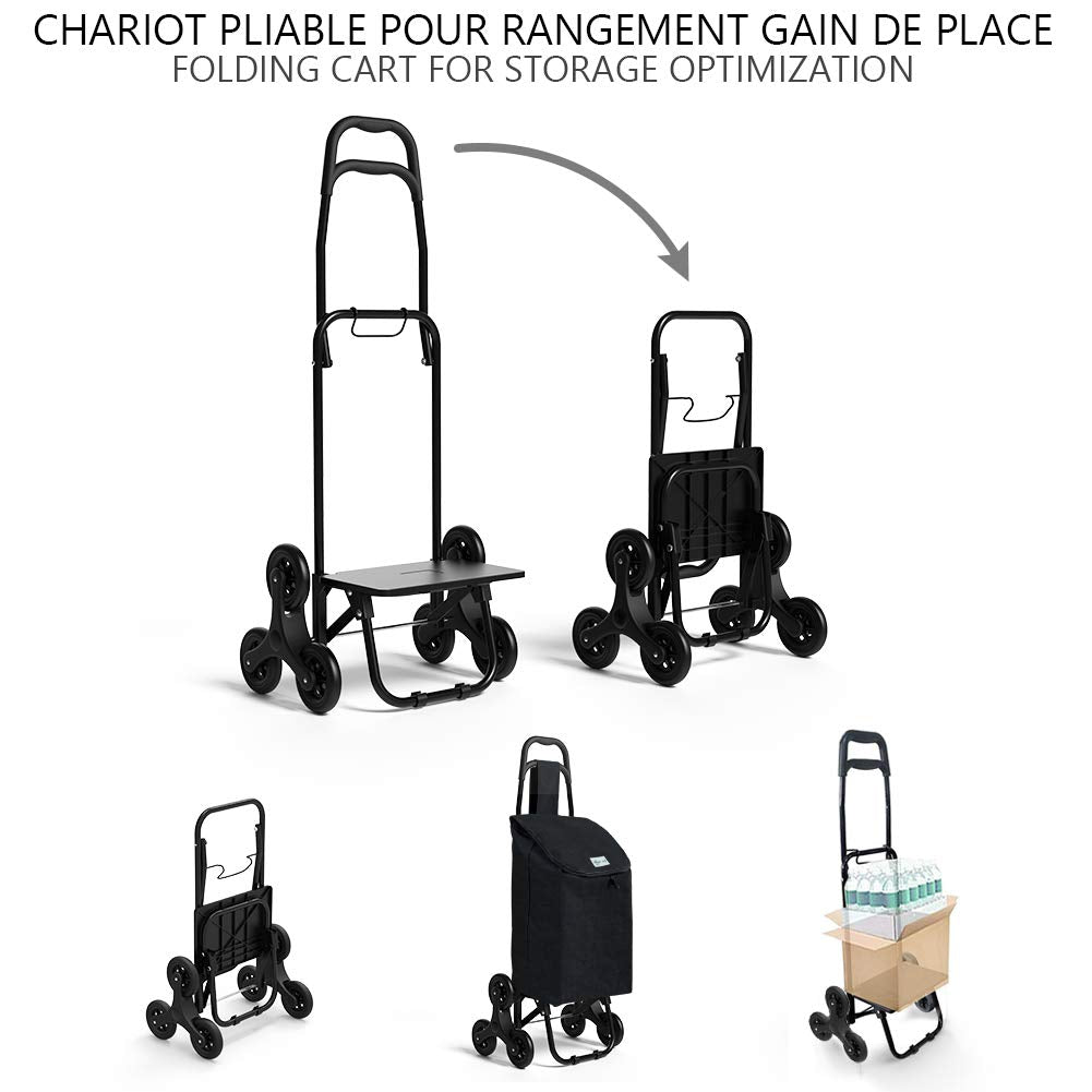 6 Wheels Folding Shopping Trolley Stair Climbing Shopping Cart Grocery Trolley