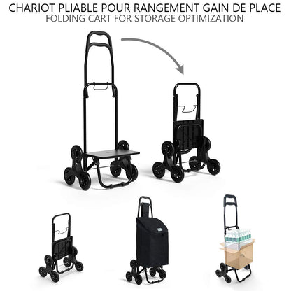 6 Wheels Folding Shopping Trolley Stair Climbing Shopping Cart Grocery Trolley