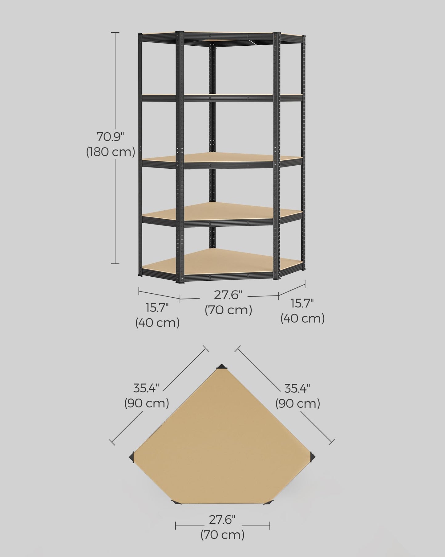 Corner Shelf 5-Tier Heavy Duty Garage Shelving Metal Shelving Units Royalcart