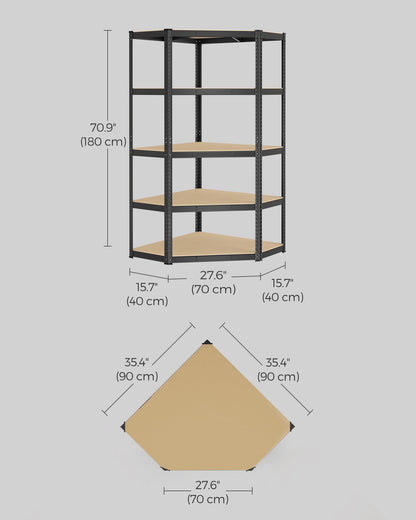 Corner Shelf 5-Tier Heavy Duty Garage Shelving Metal Shelving Units Royalcart