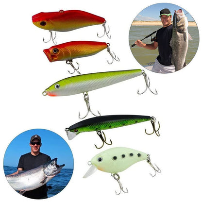 120 PCS Fishing Lures Mixed Including Spinners,VIB,Treble Hooks,Single Hooks,Swivels,Pliers and Tackle Box