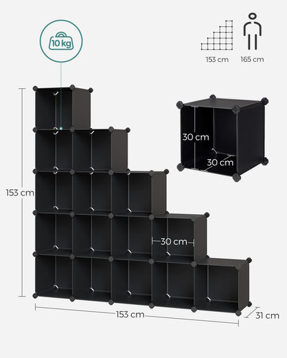 16-Cube Storage Unit Shoe Rack DIY Shelving System Stackable Cubes Multi Purpose