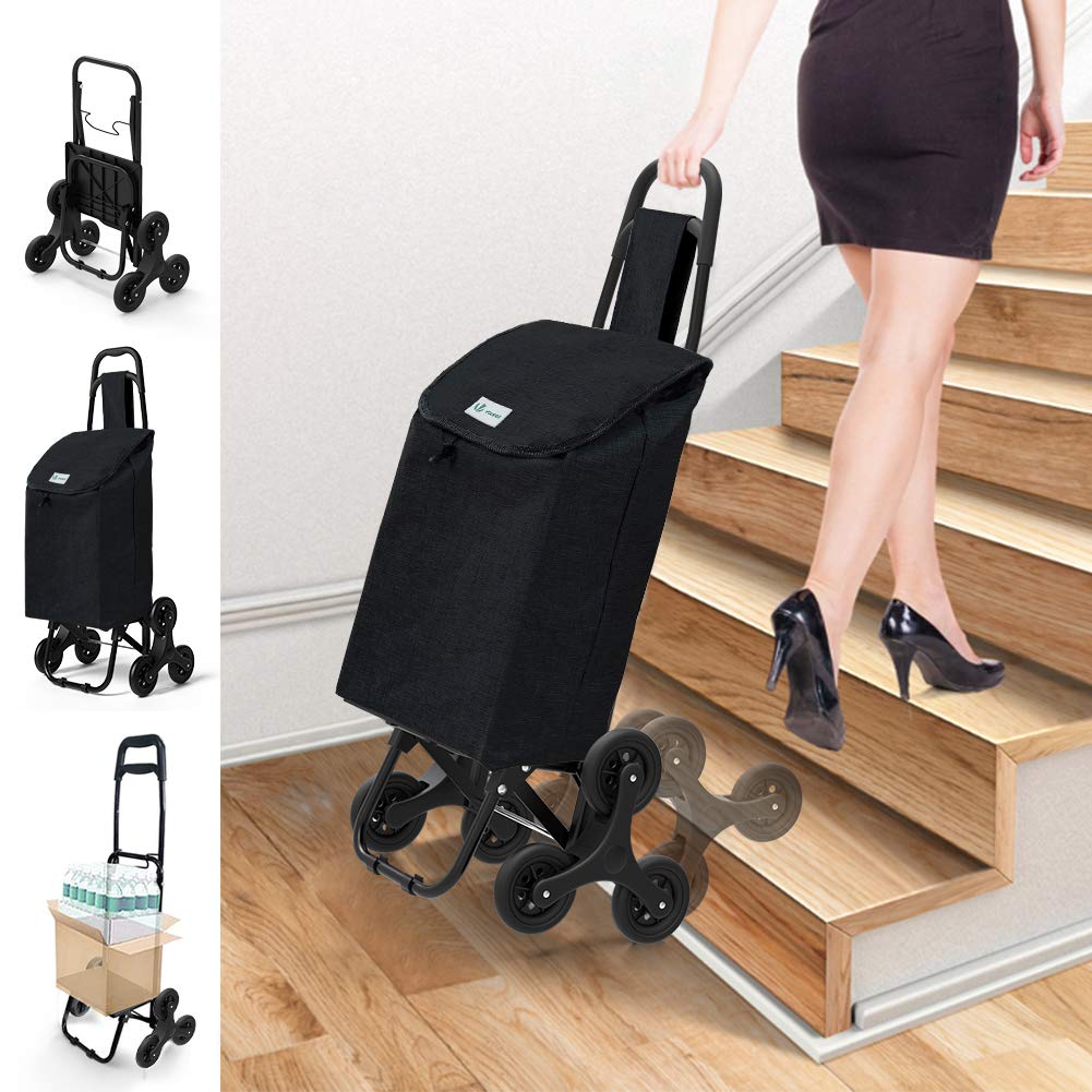 6 Wheels Folding Shopping Trolley Stair Climbing Shopping Cart Grocery Trolley