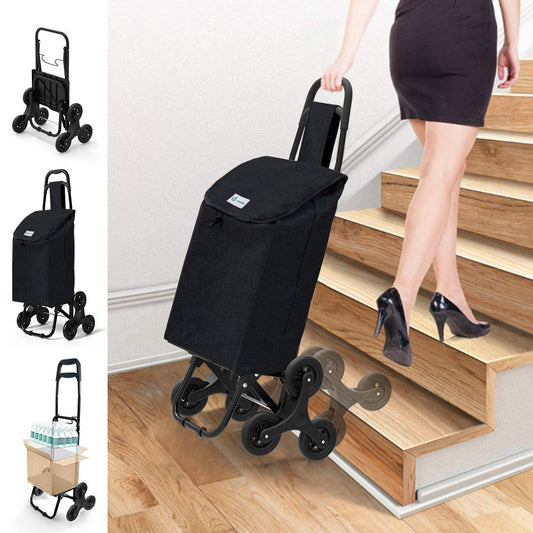 6 Wheels Folding Shopping Trolley Stair Climbing Shopping Cart Grocery Trolley