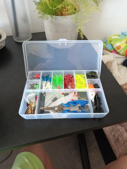 120 PCS Fishing Lures Mixed Including Spinners,VIB,Treble Hooks,Single Hooks,Swivels,Pliers and Tackle Box